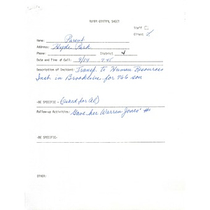 District IV rumor control sheet, September 1976.