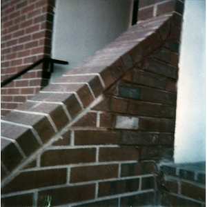 Brick staircase that has been repaired.