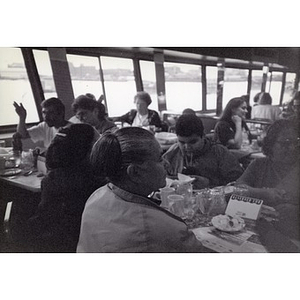 Villa Victoria residents enjoying a community outing aboard a Boston Harbor Cruises boat.