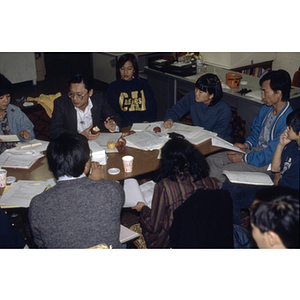 Participants at a garment workers' meeting