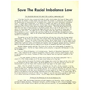 Save the Racial Imbalance law.
