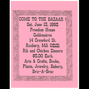 Flier for Goldenaires Bazaar