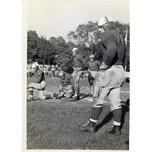 Football players on the field during a game