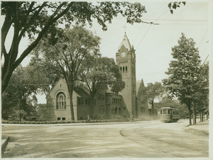 Exterior view of the Winchester Town Hall and Library, Winchester, Mass., undated