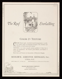 Roof everlasting, color & texture, Mohawk Asbestos Shingles, Inc., Utica, New York