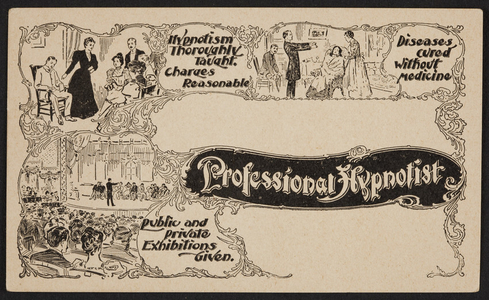 Trade card for a professional hypnotist, location unknown, undated