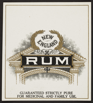 Label for New England Rum, location unknown, undated