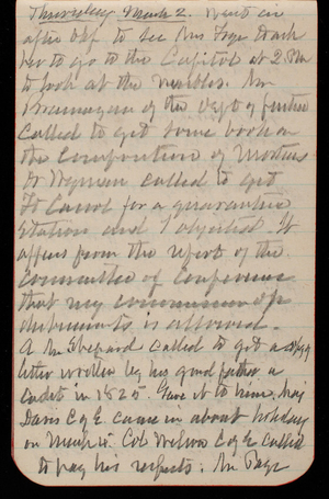 Thomas Lincoln Casey Notebook, February 1893-May 1893, 14, Thursday March 2nd