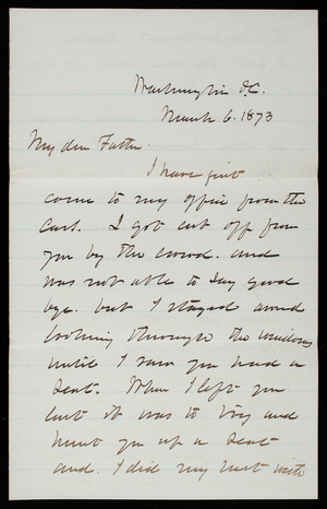 Thomas Lincoln Casey to General Silas Casey, March 6, 1873