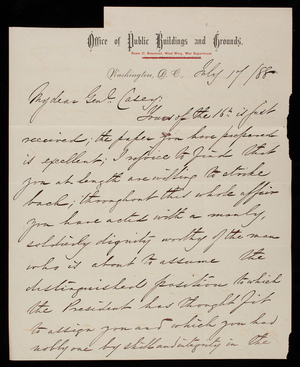 John M. Wilson to Thomas Lincoln Casey, July 17, 1888 - Digital ...