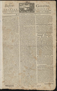 The Boston-Gazette, and Country Journal, 21 September 1767