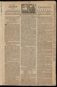 The Boston-Gazette, and Country Journal, 21 November 1774