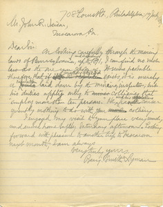 Letter from Benjamin Smith Lyman to John R. Neison