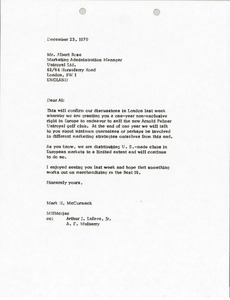 Letter from Mark H. McCormack to Albert F. Rose