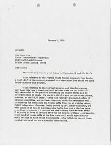 Letter from Mark H. McCormack to Victor Comptometer Corporation