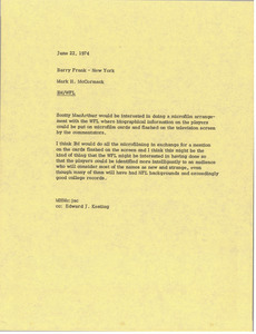 Memorandum from Mark H. McCormack to Barry Frank