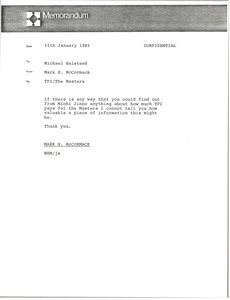 Memorandum from Mark H. McCormack to Michael Halstead