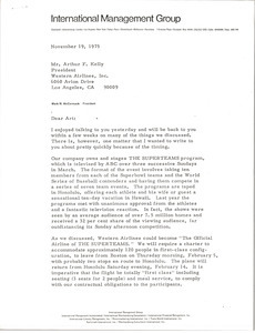 Letter from Mark H. McCormack to Arthur F. Kelly