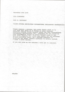 Memorandum from Mark H. McCormack to Bill Carpenter