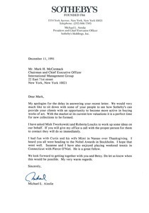 Letter from Michael L. Ainslie to Mark H. McCormack