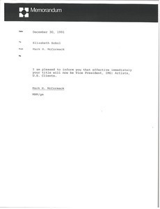 Memorandum from Mark H. McCormack to Elizabeth Sobol