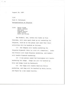 Memorandum from Mark H. McCormack to list