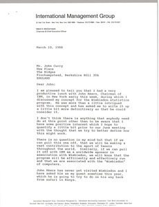 Letter from Mark H. McCormack to John Curry