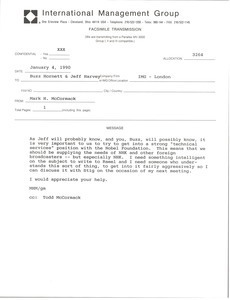 Fax from Mark H. McCormack to Buzz Hornett