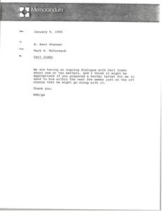 Memorandum from Mark H. McCormack to H. Kent Stanner