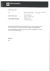 Memorandum from Mark H. McCormack to James Erskine, Breck McCormack, Shigeki Uji, Tak Masaoka