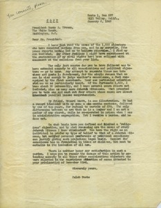 Letter from Caleb Foote to Harry S. Truman