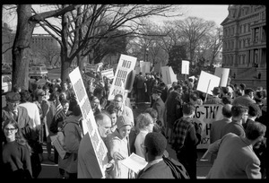 Protesters marching against the war in Vietnam, possibly outside the Eisenhower Executive Office Building: Washington Vietnam March for Peace