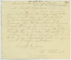 Letter from H. Hitchcock to Joseph Lyman