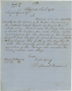 Letter from Duncan Henderson to Joseph Lyman
