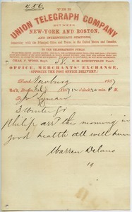 Letter from Warren Delano to Joseph Lyman