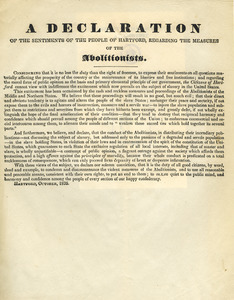 A declaration of the sentiments of the people of Hartford, regarding the measures of the abolitionists