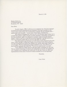 Letter from Lucy Gwin to Herbert L. Brill