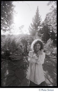 Usha (Cathy Brown): portrait on a flagstone patio