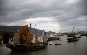 Junks, boats and skiffs in Macau harbor