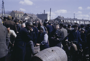 Barrel of brandy at market