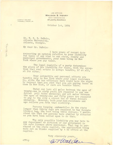 Letter from A. T. Walden to W. E. B. Du Bois