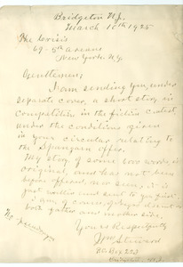 Letter from J. M. Steward to Crisis