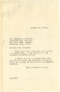 Letter from W. E. B. Du Bois to Caesar F. Simmons