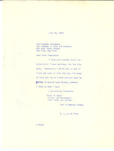 Letter from W. E. B. Du Bois to American Academy of Arts and Letters