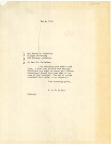 Letter from W. E. B. Du Bois to Marcus B. Christian