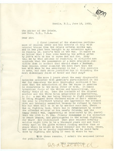 Letter from W. A. Caldwell to Editor of the Crisis