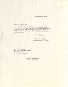 Letter from Ellen Irene Diggs to L. S. Curtis