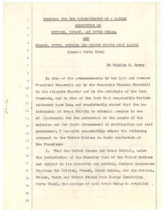 Proposal for the establishment of a nation consisting of British, French, and Dutch Guiana and French, Dutch, British and United States West Indies