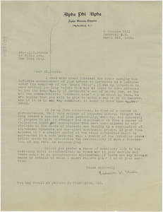 Letter from Alpha Phi Alpha, Alpha Gamma Chapter to W. E. B. Du Bois ...