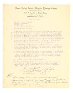 Letter from George Emonei Carter to W. E. B. Du Bois